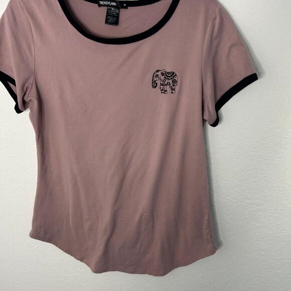 Mauve Short Sleeve Tee with Elephant Detail - Picture 3 of 4